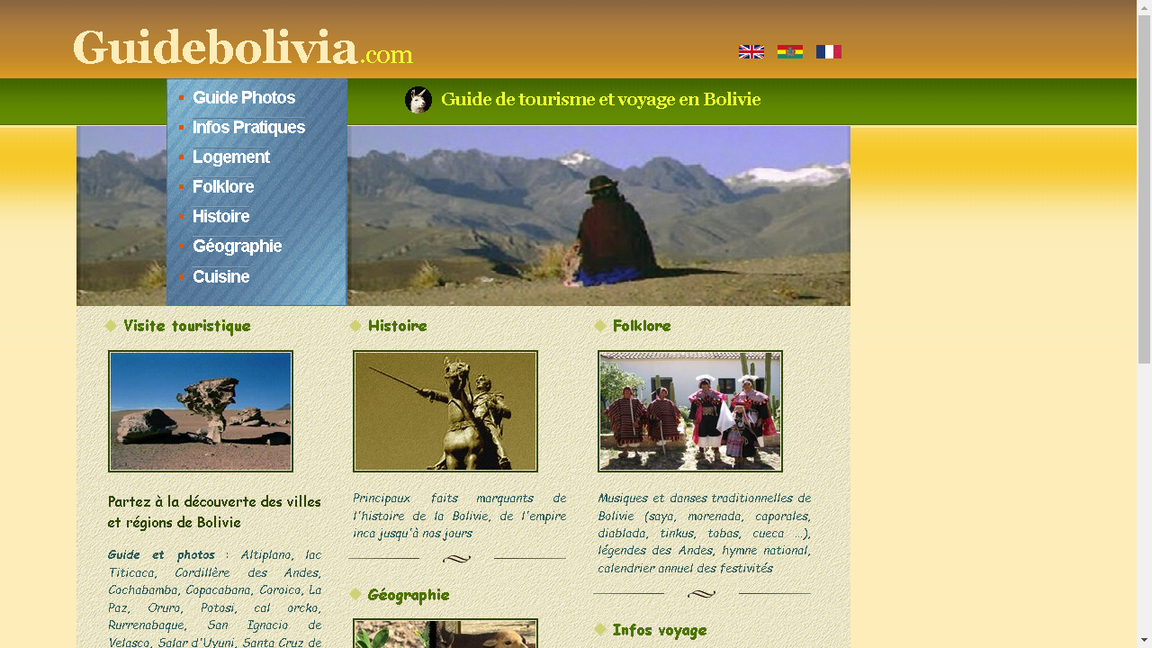 Capture d'écran de http://www.guidebolivia.com/